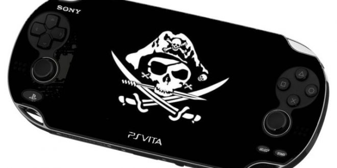 PS Vita with pirate flag splash screen.